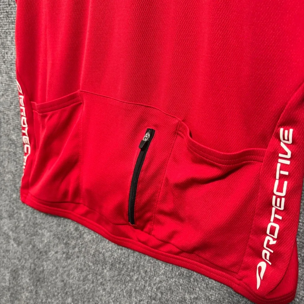 Protective Cycling Jersey Mens Medium Red White 1/2 Zip Short Sleeve Compression - Picture 5 of 8